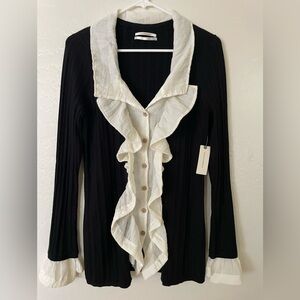 NWT Anthropologie Black and White Knit Blouse